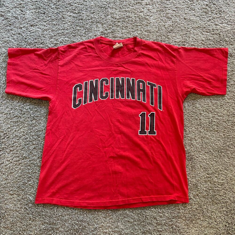Vintage 90s Cincinnati Reds Barry Larkin T Shirt MLB Lee Red Men’s Size Large